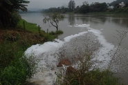 Espuma branca invade águas do Rio Itajaí-Açu em Gaspar