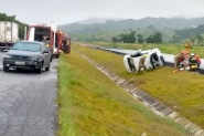 Colis�o frontal seguida de capotamento deixa dois feridos na BR-470, em Ilhota