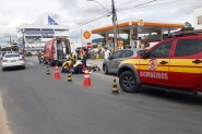 Acidente de tr�nsito deixa ciclista ferida na Avenida das Comunidades, em Gaspar