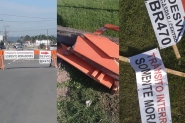 Motorista destr�i placa de sinaliza��o que indica desvio em Gaspar