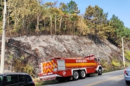 Bombeiros trabalham por tr�s horas para controlar inc�ndio em vegeta��o no Bateias