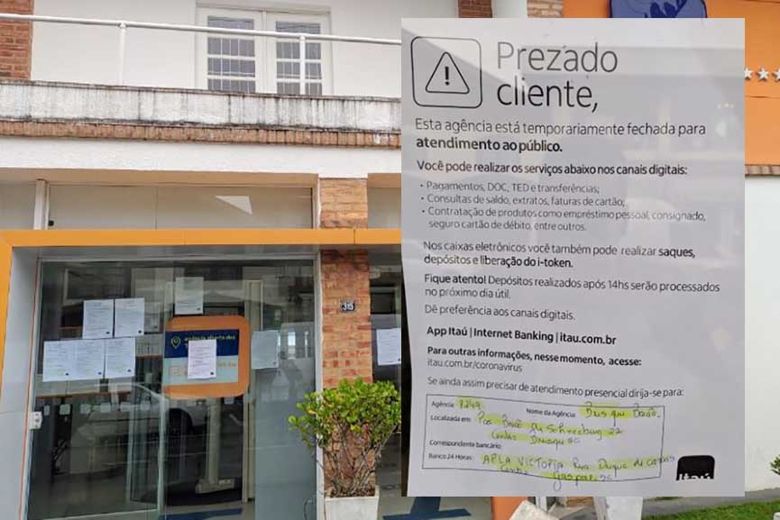 Ag�ncia do Ita� de Gaspar fechada temporariamente para atendimento ao p�blico