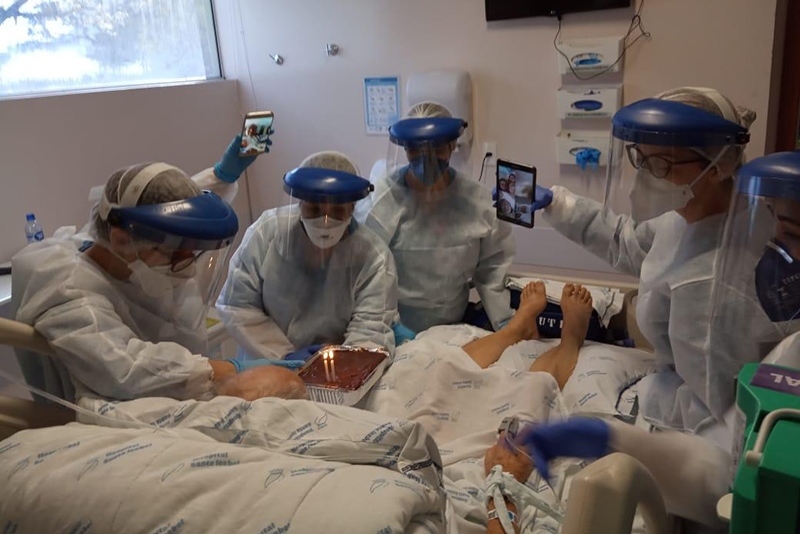 Paciente com coronav�rus recebe homenagem de anivers�rio no Hospital Santa Isabel