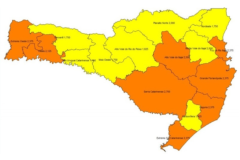 Quatro regi�es de SC aumentam risco de cont�gio para coronav�rus