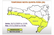 Defesa Civil alerta para chances de temporais em Santa Catarina