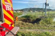 Bombeiros apagam fogo em mato �s margens da BR-470, em Gaspar