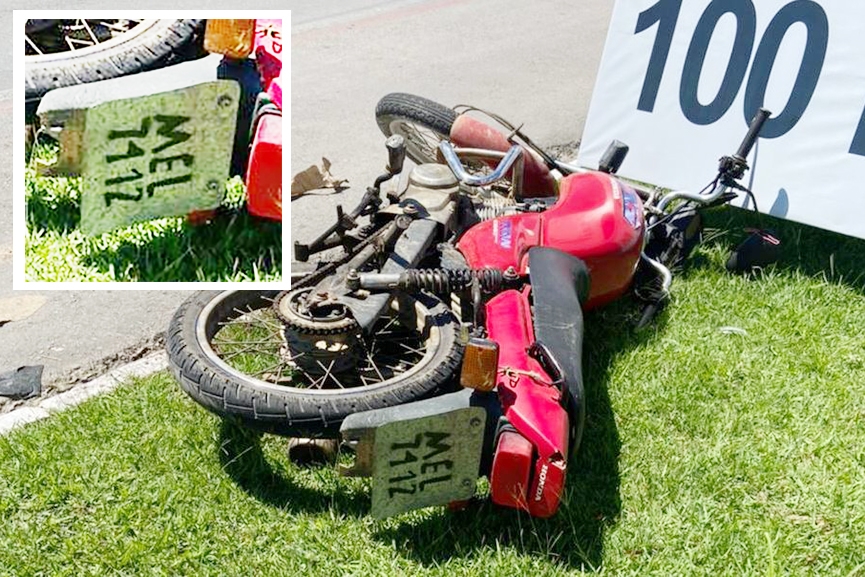 Homem tenta fugir ap�s ser pego em motocicleta com 'placa caseira' em Gaspar