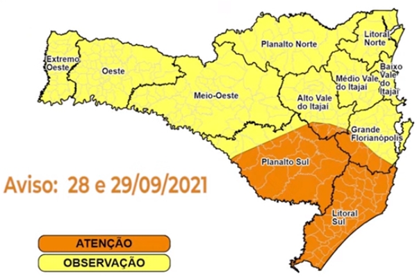 Defesa Civil alerta para previs�o de temporais em SC