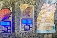 C�o da PM localiza drogas e casal � preso com crack, maconha e coca�na em Gaspar