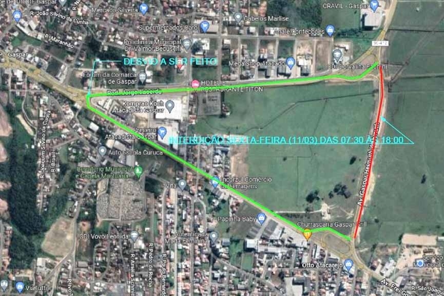 Avenida Gaspar Helmuth Wehmuth ser� interditada na sexta-feira