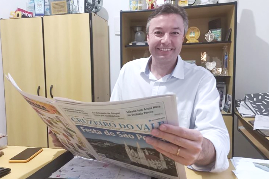 Napoleão Bernardes visita Gaspar e fala sobre pré-candidatura a deputado estadual