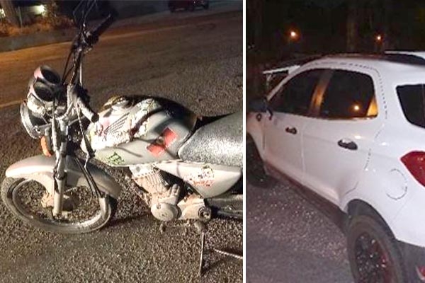 Colis�o entre carro e moto deixa homem ferido na Ivo Silveira, em Gaspar