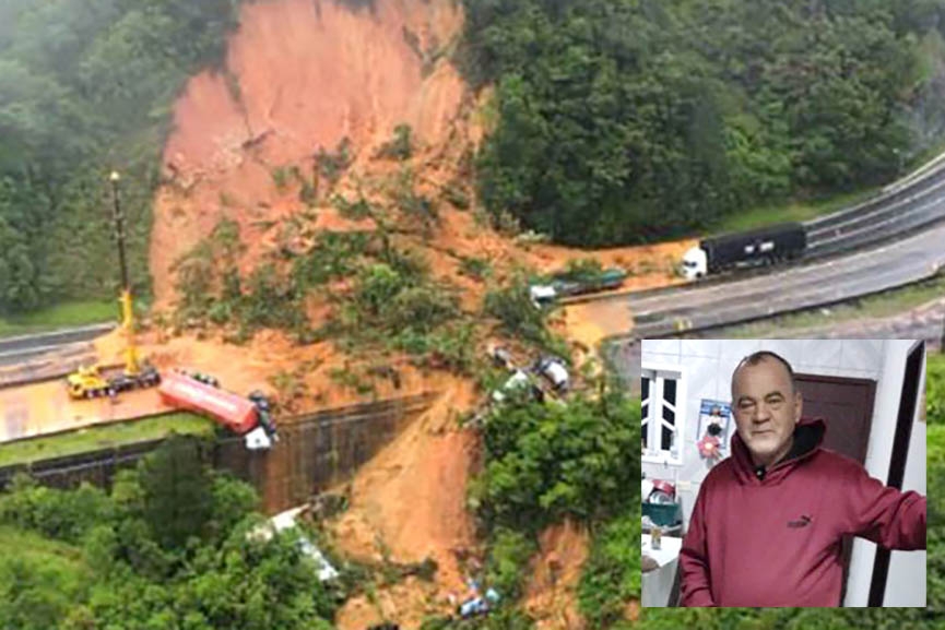 Identificado caminhoneiro que morreu em deslizamento de terra entre SC e PR