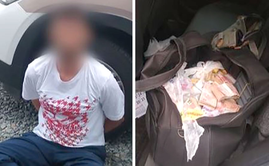 Assaltante � preso em Gaspar com dinheiro roubado em banco em Doutor Pedrinho