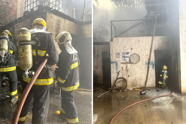 Galpão de marcenaria fica parcialmente destruído em incêndio em Ilhota