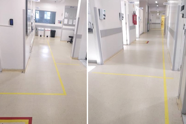 Hospital de Gaspar implanta sistema indicativo com fitas de sinaliza��o
