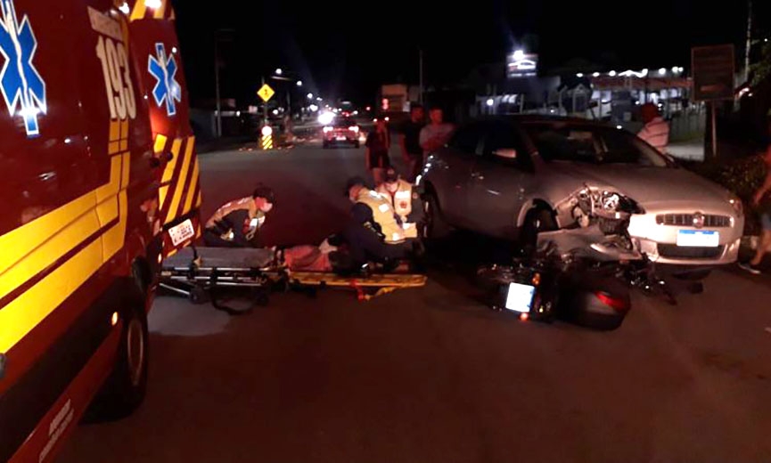 Motociclista � hospitalizado ap�s acidente no Bela Vista, em Gaspar