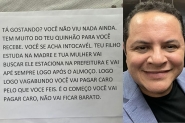 Secretário de Fazenda de Gaspar pede exoneração após áudios sobre possíveis propinas e ameaça contra esposa e filho