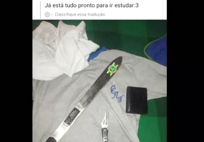 'Tudo pronto para ir estudar': jovem é detido após postar foto de uniforme com facão em SC