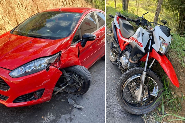 Motociclista fica ferido ap�s colis�o frontal com carro em Ilhota