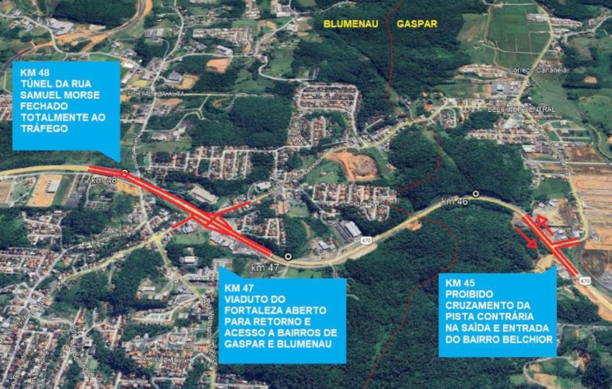 DNIT altera tr�nsito na BR-470, no bairro Belchior, em Gaspar