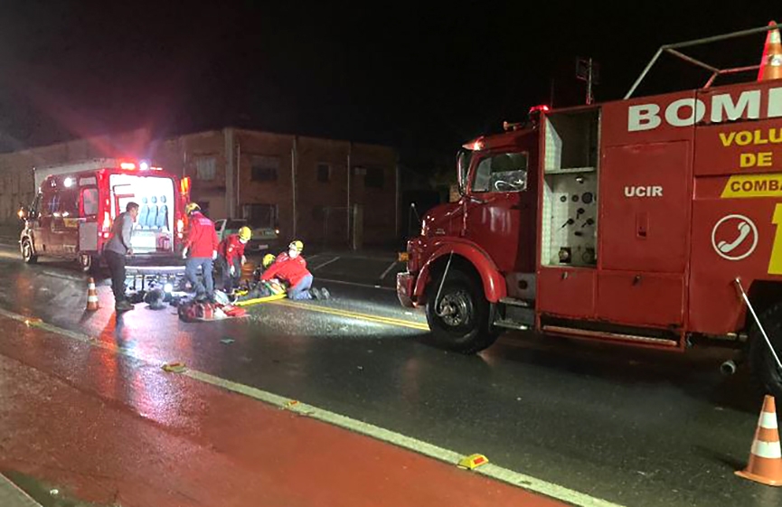 Acidente no Centro de Ilhota deixa motociclista ferido