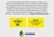 Cmara de Gaspar promove sesso solene alusiva ao Dia da Conscincia Negra