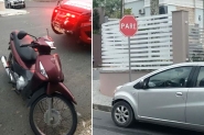 Carro e moto colidem em frente à Câmara de Vereadores de Ilhota