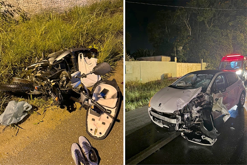 Acidente entre carro e moto deixa homem gravemente ferido em Ilhota