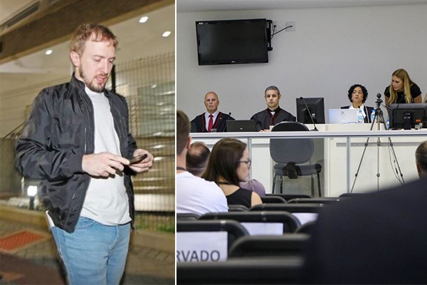 Caso Jaguar: Evanio sai pela porta da frente do F�rum ap�s ser condenado por homic�dios, les�o corporal e embriaguez ao volante 