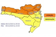 Segunda-feira ser de tempo nublado e chuvoso em Santa Catarina