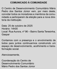 Eleição diretoria Centro Com. Mário Pedro dos Santos Jr