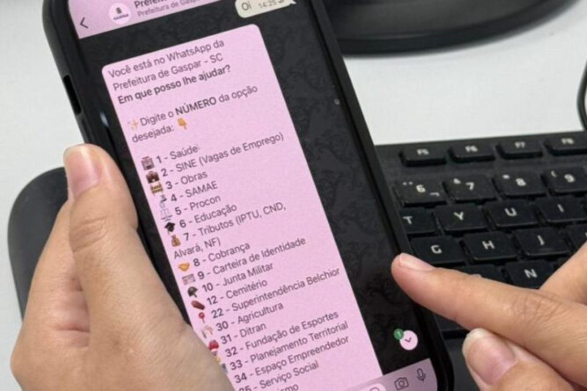 Prefeitura de Gaspar agora tem chat automatizado para atendimento no WhatsApp