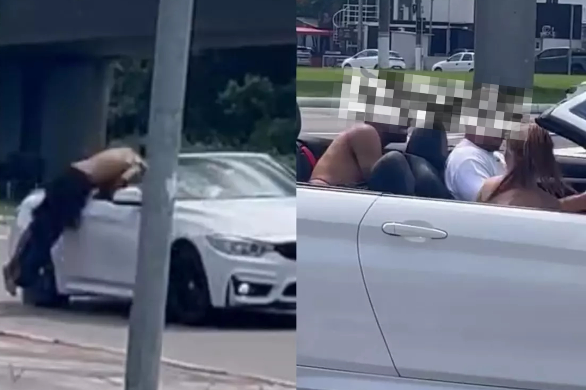 Assaltante pula dentro de BMW convers�vel em movimento e acaba preso em Florian�polis