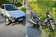 Carro e moto colidem e homem fica ferido no bairro Macuco, em Gaspar