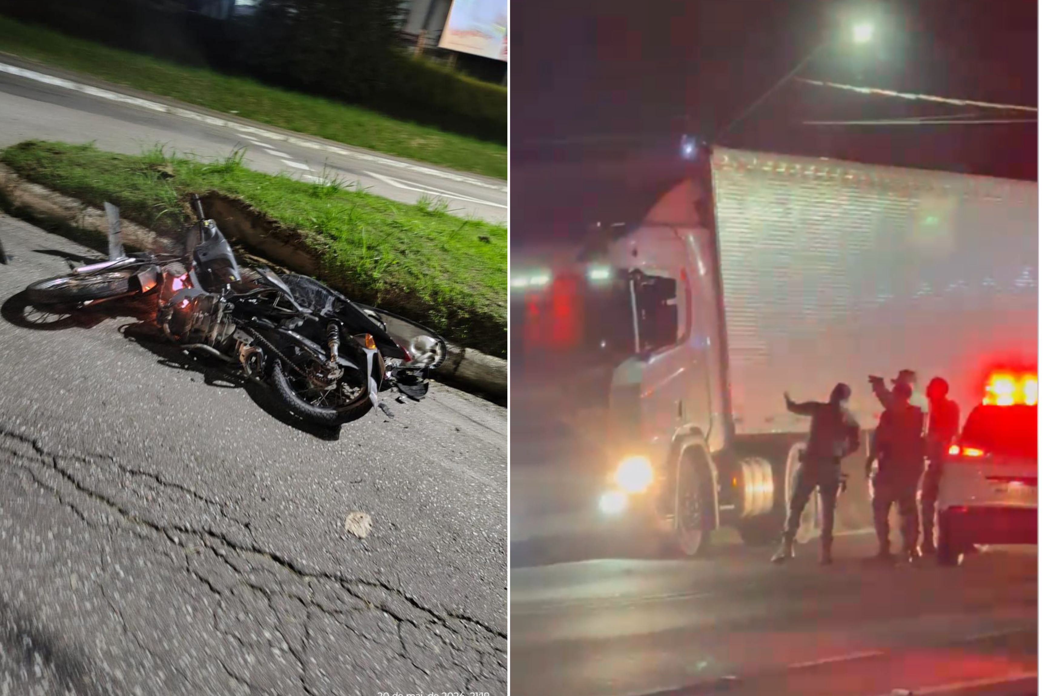 Ap�s colidir contra carro e arrastar moto em Brusque, caminhoneiro � preso em Gaspar