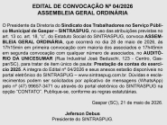 Edital de Convoca��o 04/2026 Sintraspug