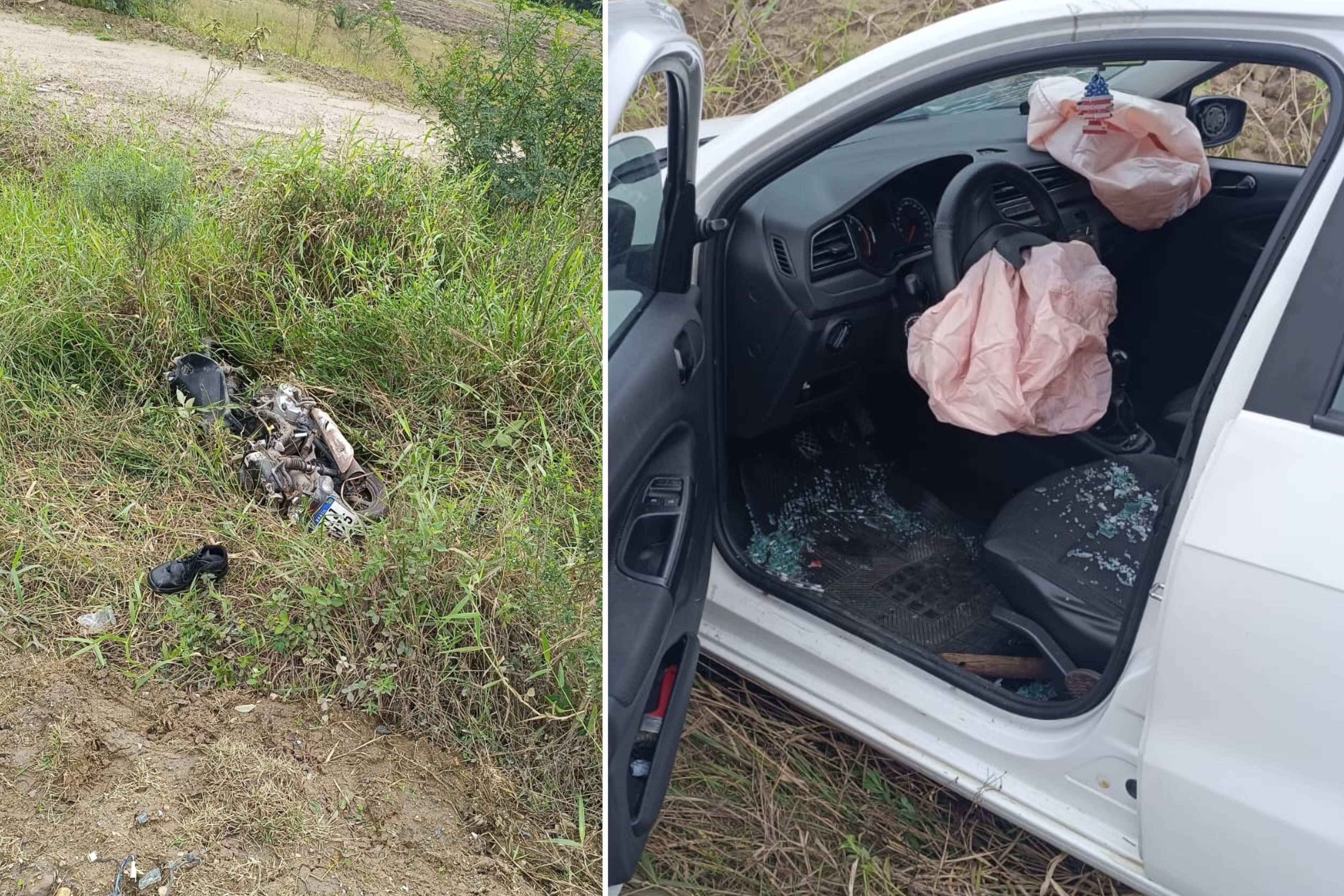 Colis�o entre carro e moto deixa jovem ferido na BR-470, em Ilhota