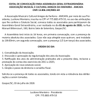 Edital de Convoca��o Associa��o Musical e Cultural Amigos da Fanfarra
