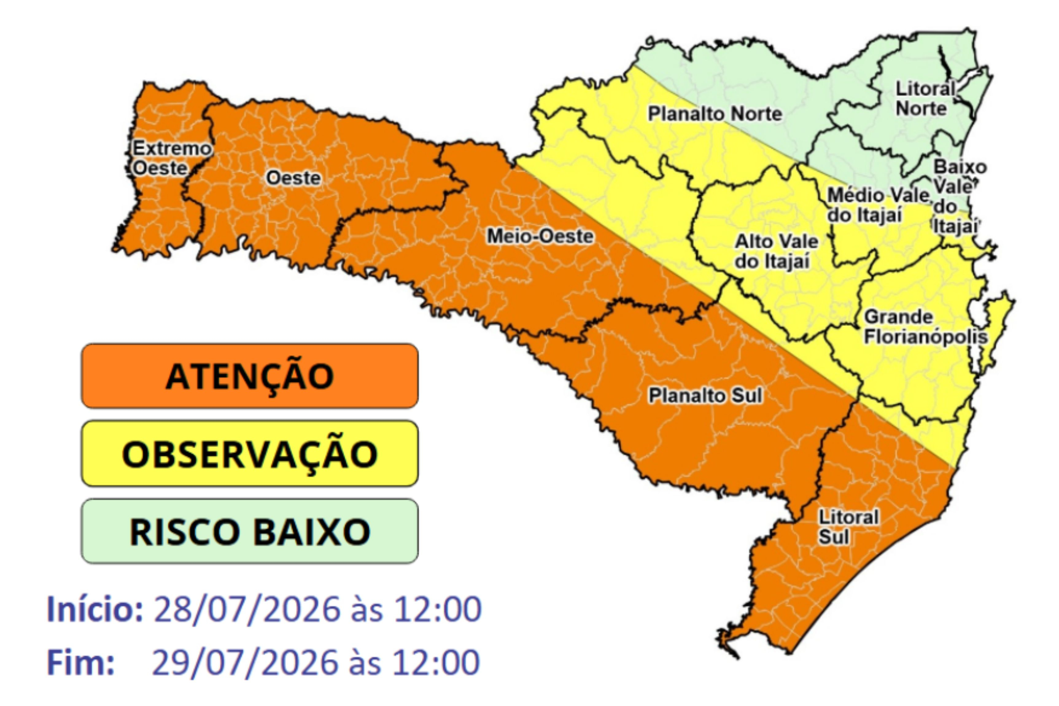SC tem previs�o de temporais e chuva intensa entre ter�a e quarta