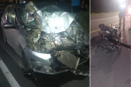 Colis�o frontal destr�i carro e moto e mata homem em Rio do Sul