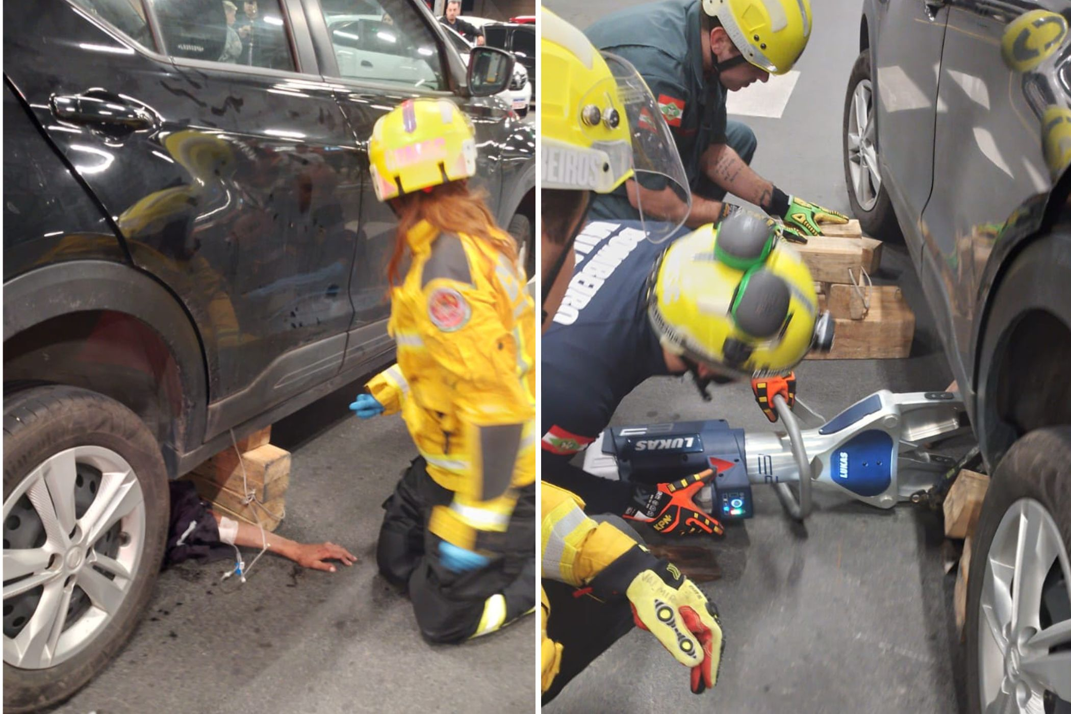 Homem � atropelado em p�tio de supermercado em Blumenau